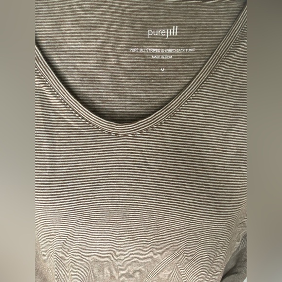 Pure Jill M Striped Women's Casual Relaxed Fit Brown & White Top - Picture 3 of 6